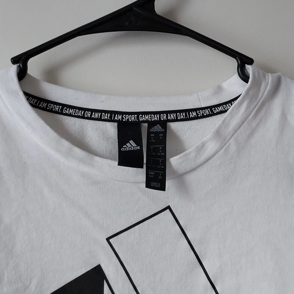 Adidas us 5 black/white workout top/sweatshirt - Picture 3 of 10